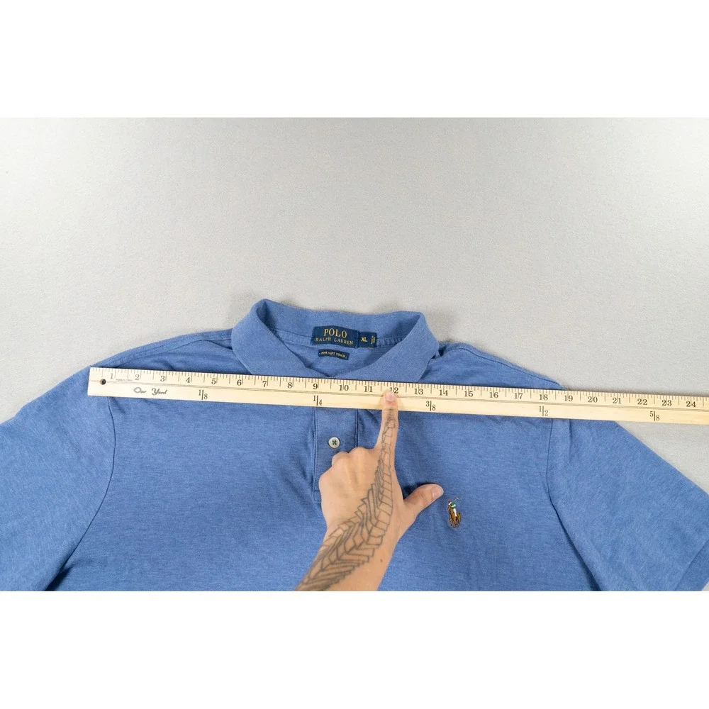 Polo Ralph Lauren Mens XL Pima Soft Touch Polo Shirt Blue Heather Short Sleeve
